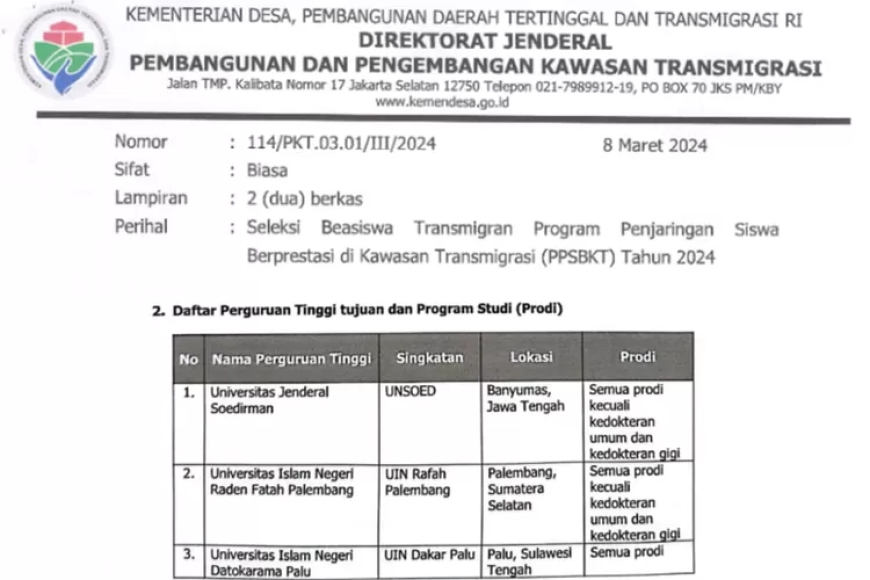 Kemendes PDTT Buka Peluang Beasiswa Kuliah Bagi Anak Transmigran Berprestasi